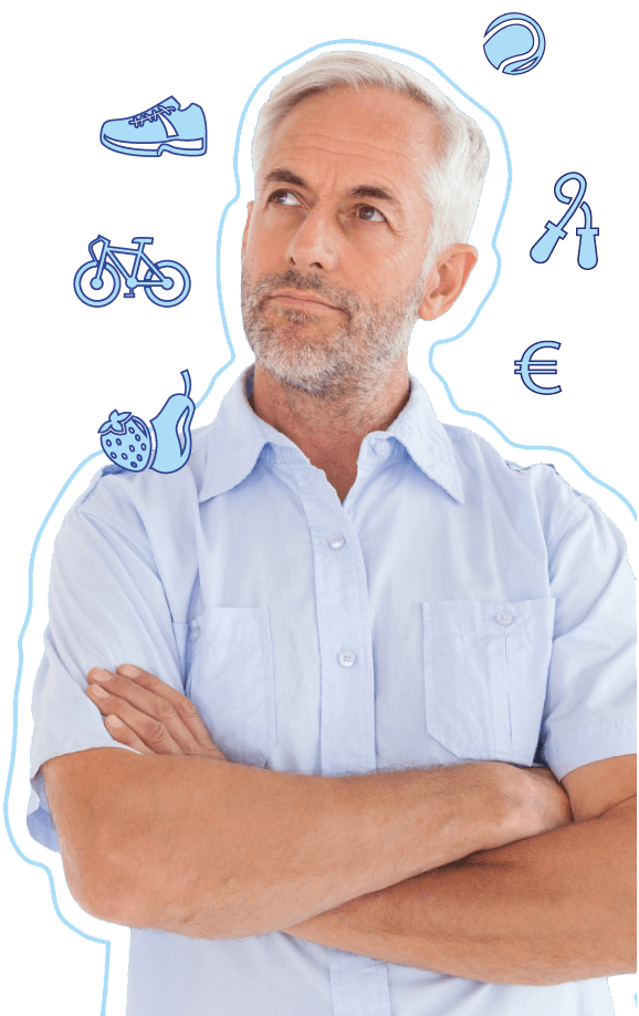Man with icons